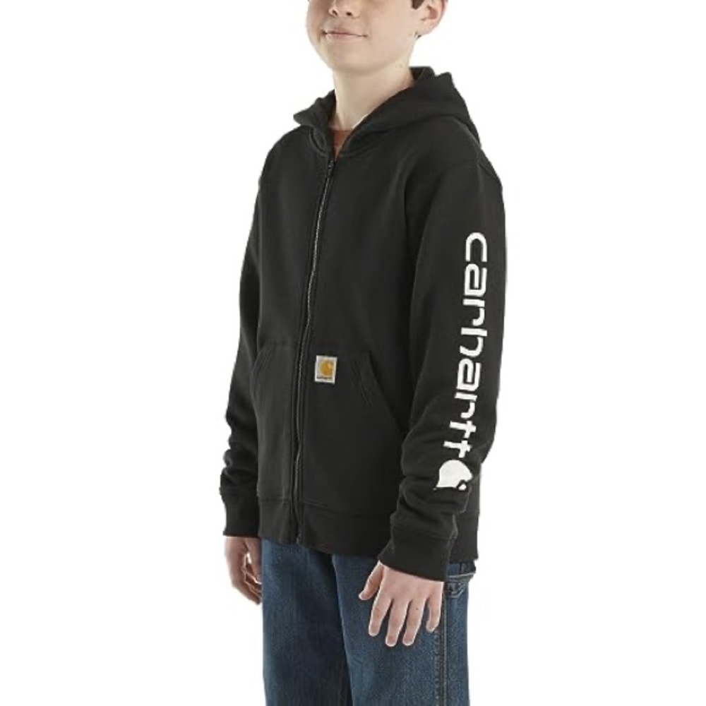 Carhartt Kids Zip-Up Hoodie dark gray size M 10-12 Y boys sweatshirt logo